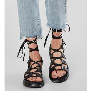 Dr. Martens Kristina Black Leather Lace-Up Sandals Size 5
